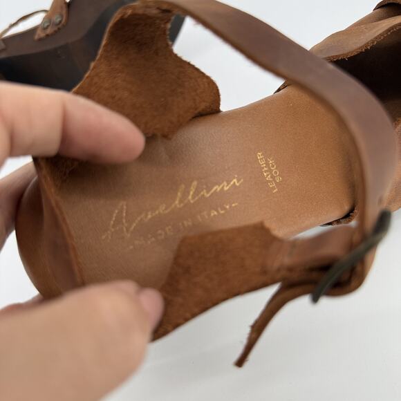 Avellini Platform Sandals Sz 9 Leather Wood Block Heel Studded Boho Strap 70s - Picture 7 of 9